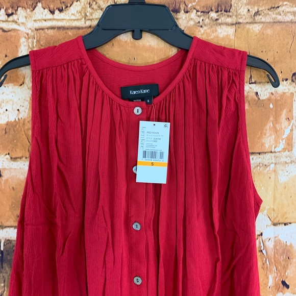 Karen Kane Sleeveless Button Front Pleated Top - Picture 7 of 8